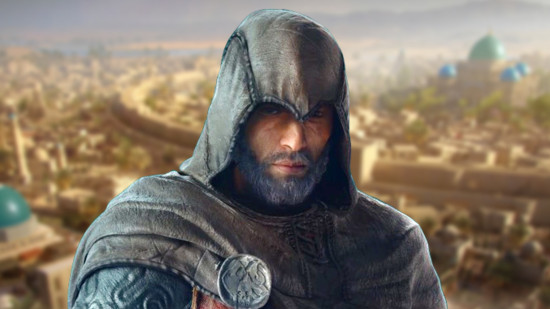 Assassin's Creed sale: A man with a greying beard wears a hooded cloak