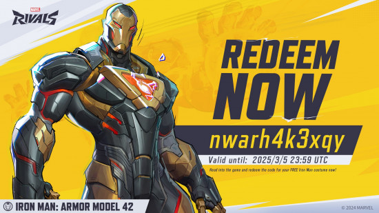 Marvel Rivals codes: artwork of the free Iron Man skin you can earn by redeeming a Marvel Rivals code.