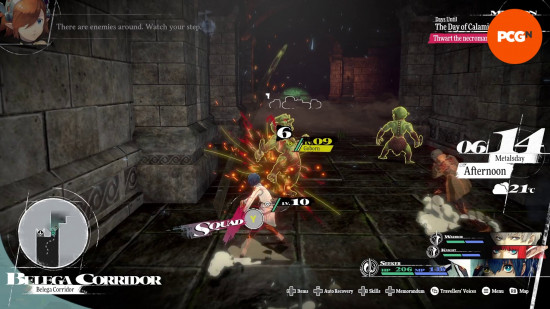 Metaphor: ReFantazio gameplay attacking a respawned enemy to farm EXP & MAG