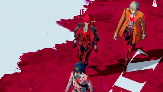 Metaphor: ReFantazio gameplay showing the party in a results screen after a squad battle