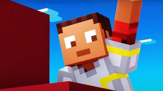 A new Minecraft character waves in an announcement for Minecraft Live 2023.