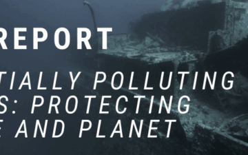 A shipwreck in dark waters.